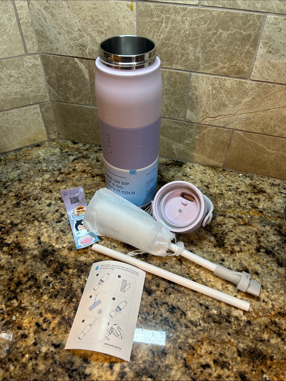 LARQ Bottle Swig Top in Luberon Lavender with a clip-and-go handle/filter New - Picture 7 of 7